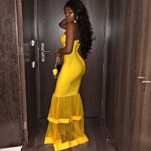 CATWALK CONNECTION YELLOW MAXI DRESS SIZE X-SMALL - Picture 1 of 4